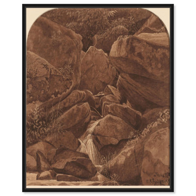 «Rocks and Waterfall 1878 Vintage Landscape» par Art Remedy