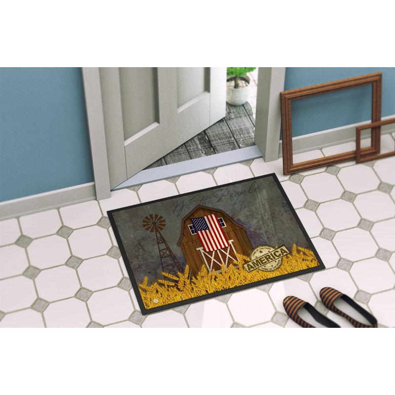 Tapis d'entrée antidérapant Patriotic Barn Land of America, H 0,25 po x l 27 po x P 18 po