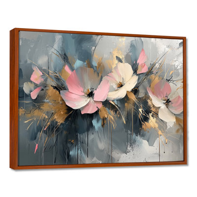 Encre de Chine - Fleurs de fuschia abstraites I - Fuschia, reproduction sur toile encadrée