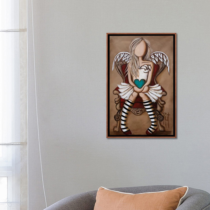 « Colette » par rut art Creations-impression d’art graphique, Toile avec cadre en bois brun classique, Pas de tapis