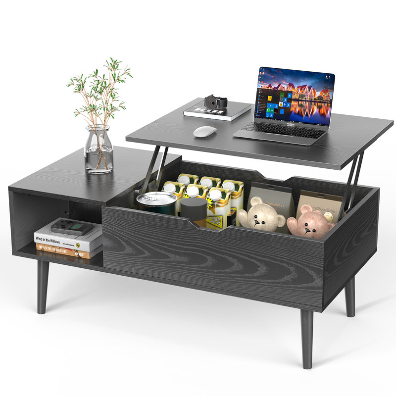 Irfaan Lift Top Extendable Coffee Table , Black
