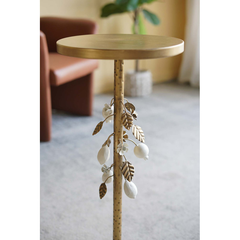 Table d'appoint ronde luxueuse avec détails botaniques