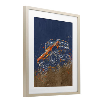 My Jam Monster Truck Framed Print Under Glass, design by Kim Allen