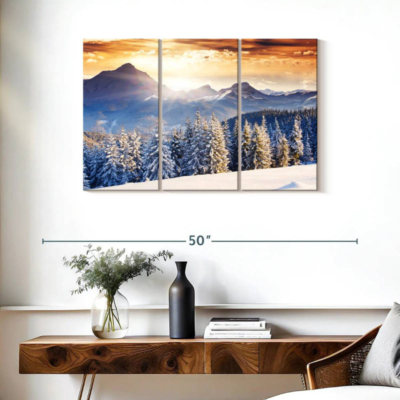 Paysage hivernal autrichien Alvord au coucher du soleil, H 24 po x l 38 po