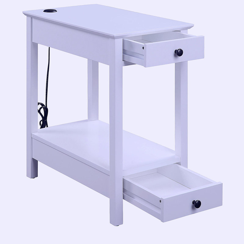Table décorative blanche avec rangement USB