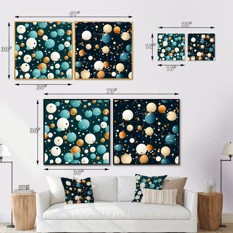 Classic Elegance - Ensemble de 2 collages carrés à motif abstrait, Cadre flottant noir, H 16 po x l 33 po