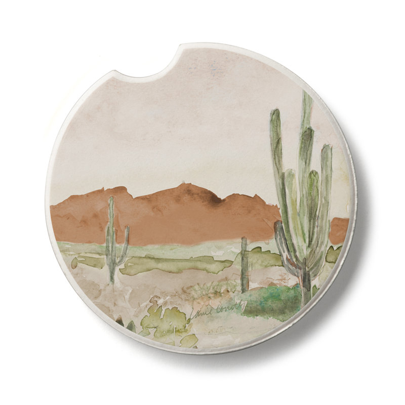 Desert View Single Round Absorbent Stone Car Coaster