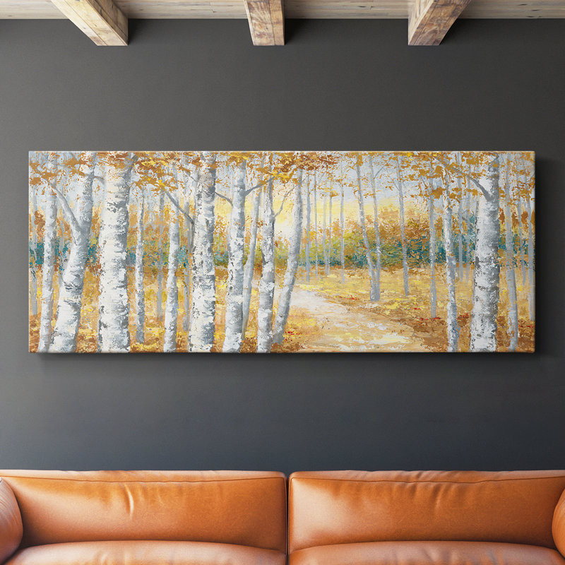 Birch Path I - Toile tendue avec châssis - Prêt à accrocher, H 12 po x l 30 po