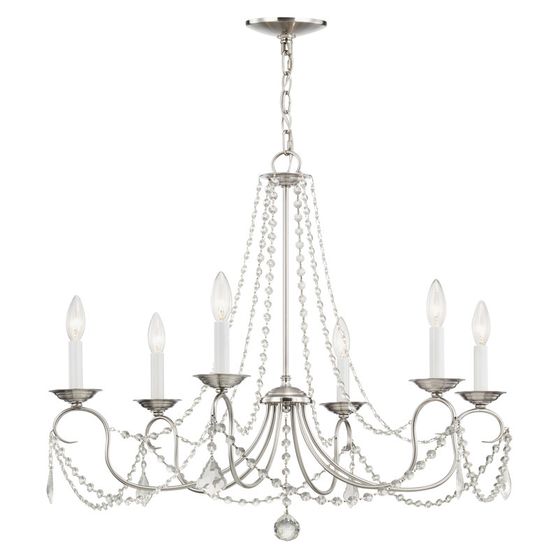 Fabio 6 - Light Dimmable Classic / Traditional Chandelier, Brushed Nickel