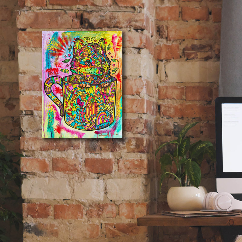 «Fox In A Mug» par Dean Russo, art mural sur toile, H 16 po x l 12 po x P 0,75 po