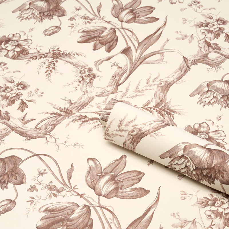 Papier peint Toile De Fleurs, Brun clair