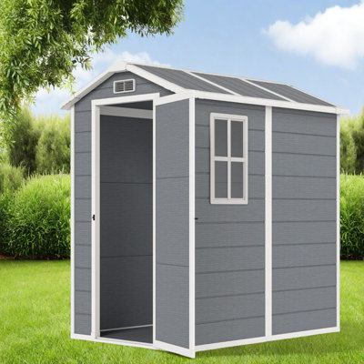 Spacious Gray Sheds With Storage, Modern Design For Garden Use