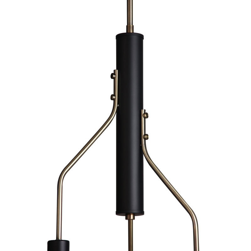 Luminaire suspendu sphère 3 lumières grappe Landy, Laiton / Noir