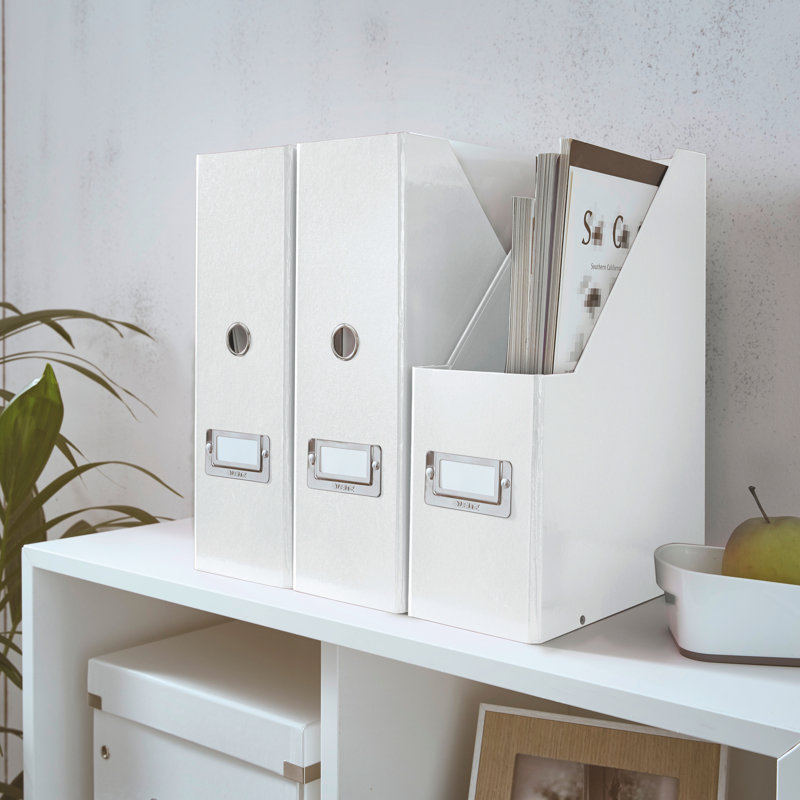 Cardboard Free Standing Magazine Rack, White