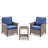 Ensemble de 3 chaises de patio en osier PE, ensemble de conversation en rotin toutes saisons pour terrasse de porche, ensemble de chaise bistro avec coussin et table d'appoint-797207344