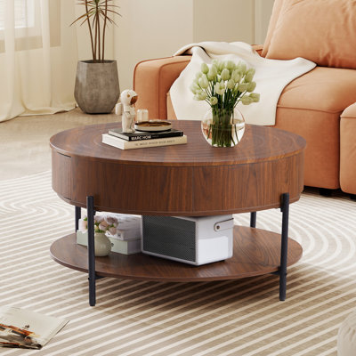 Table basse ronde 30,47 po avec tiroirs