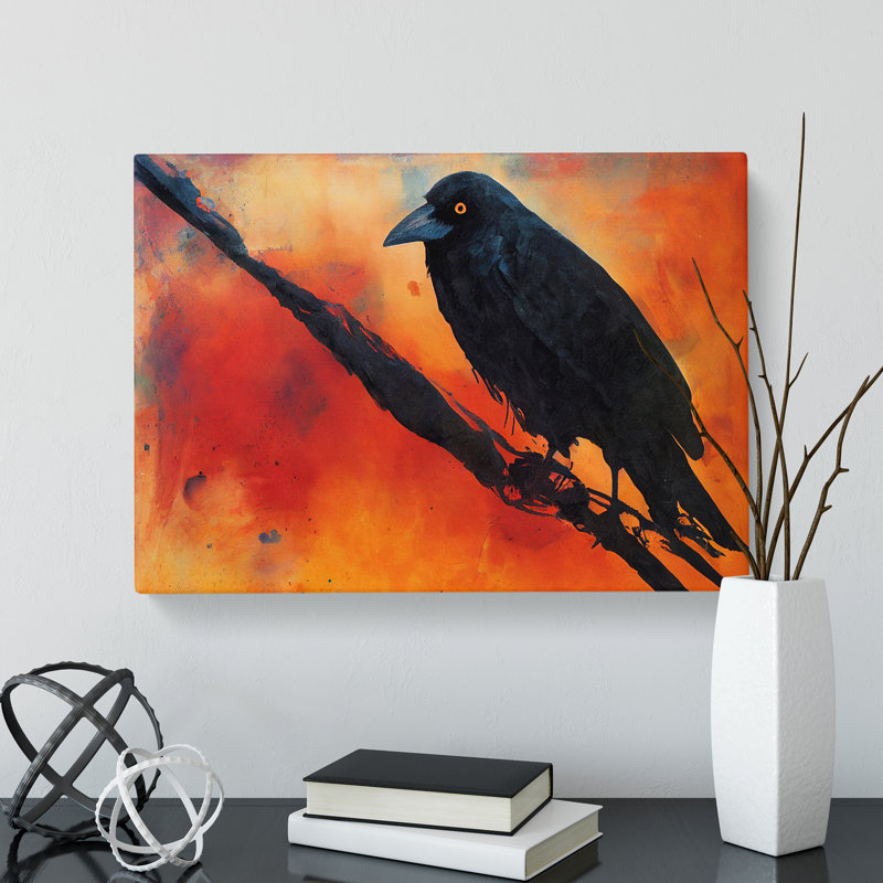Engaging Crow Bird - Wrapped Canvas Print, 35cm H x 50cm W x 3cm D