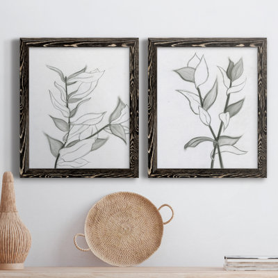 CHARCOAL FOLIAGE I - impression 2 pièces