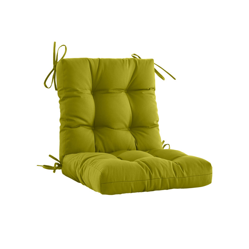 Outdoor Chair Cushions, 20x4 Inches Water-Resistant Fade-Resistant Patio Seat Pads With Straps, 100% Polyester Non-Removable Cover, Recycled Filling For Patio, Deck, Garden Chairs,Grass Green