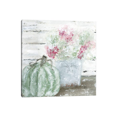 Green Pumpkin Floral by Ashley Bradley - Print on Canvas