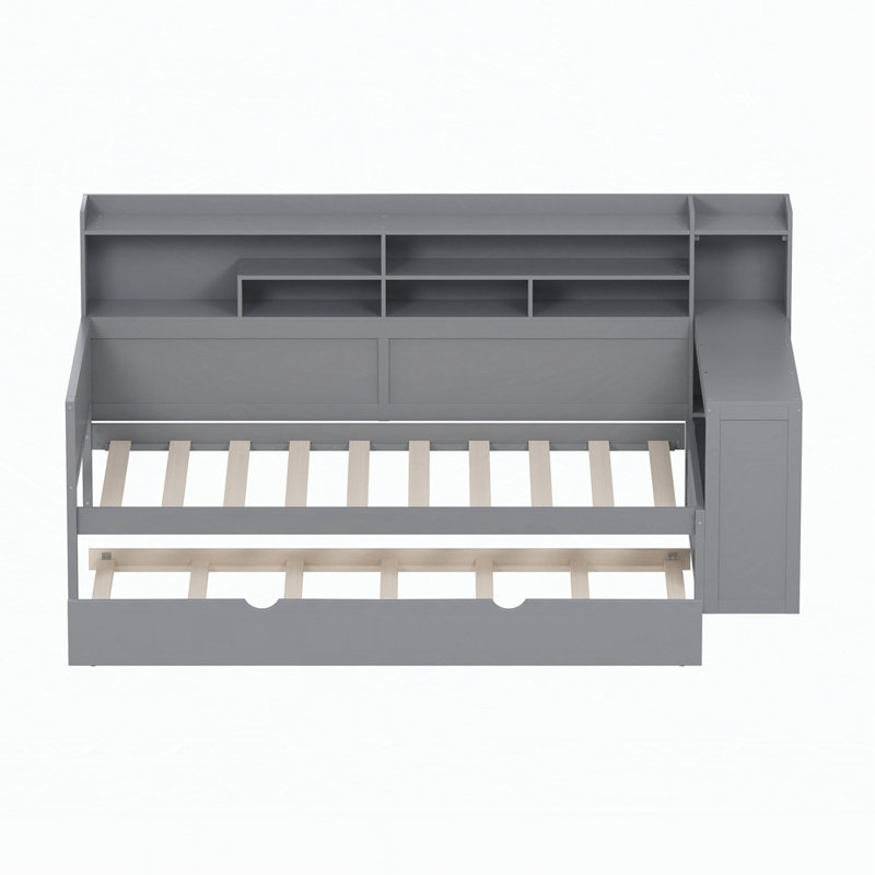 Lit multifonctionnel avec lit gigogne simple et bureau d'étude