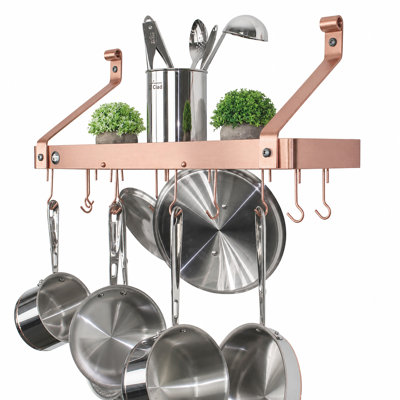 Handcrafted 24" Gourmet Bookshelf Wall Rack with 12 Hooks