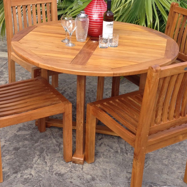 Hatteras Outdoor Round Teak Dining Table, 48"