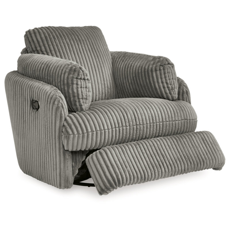 Fog Gray Velvet Swivel Glider Recliner with Hidden Storage
