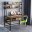 Computer Desk With Hutch Bookshelves, Rustic Brown Desk With Space Saving Design, Organized Desk With Storage Shelves Bookshelf