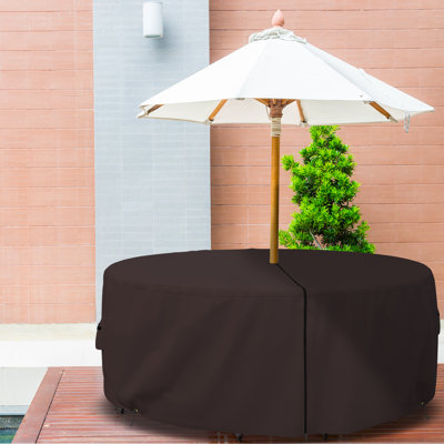Housse de table de salle à manger d'extérieur ronde et chaise avec trou pour parasol