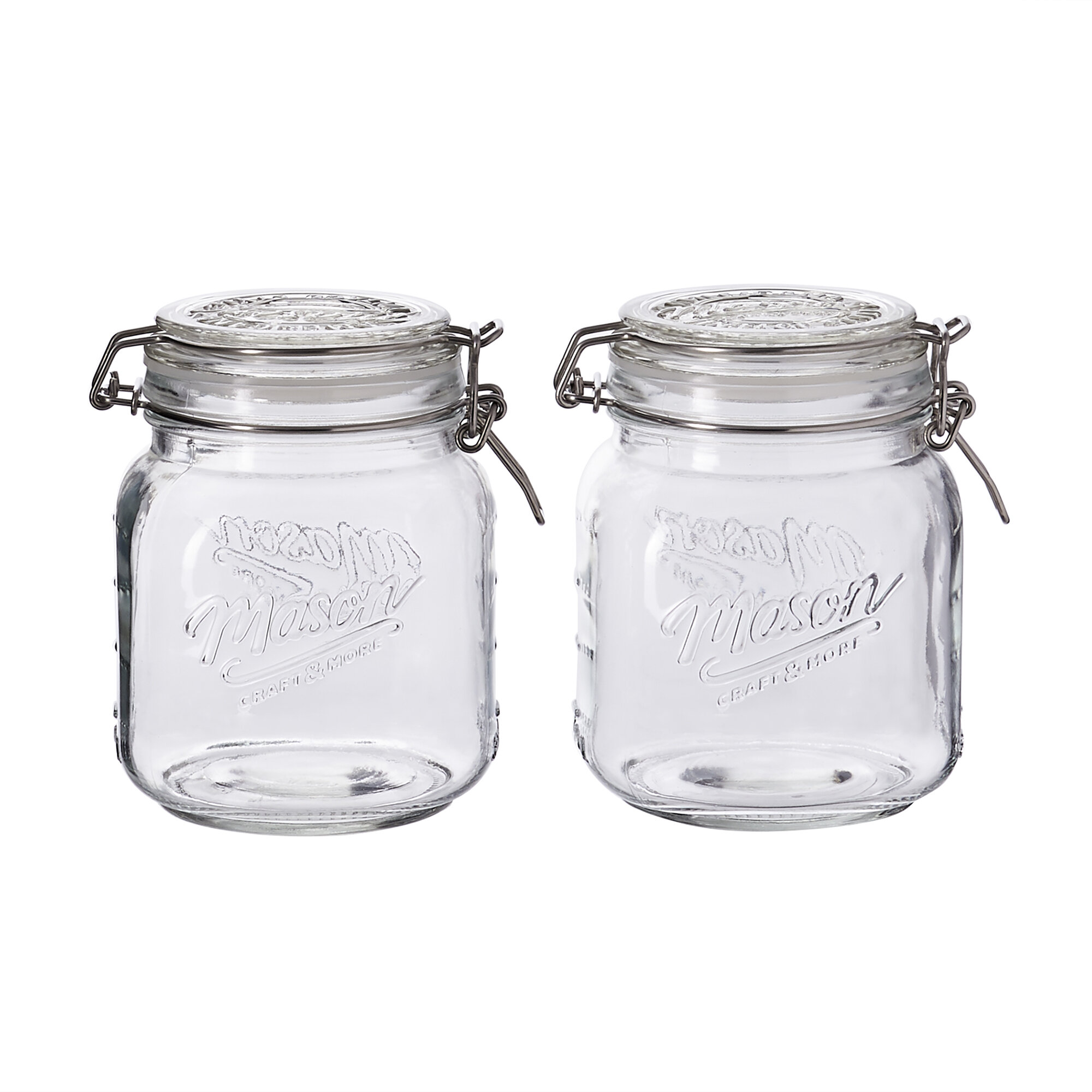 Mason Craft & More Vintage Storage Jars Mason Craft & More European Belly  Glass Canisters W/ Acacia Wood Lids - Set Of 4 & Reviews