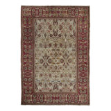 Oversized Antique Agra Rug In Red And Gold With Floral Pattern - Rug & Kilim
