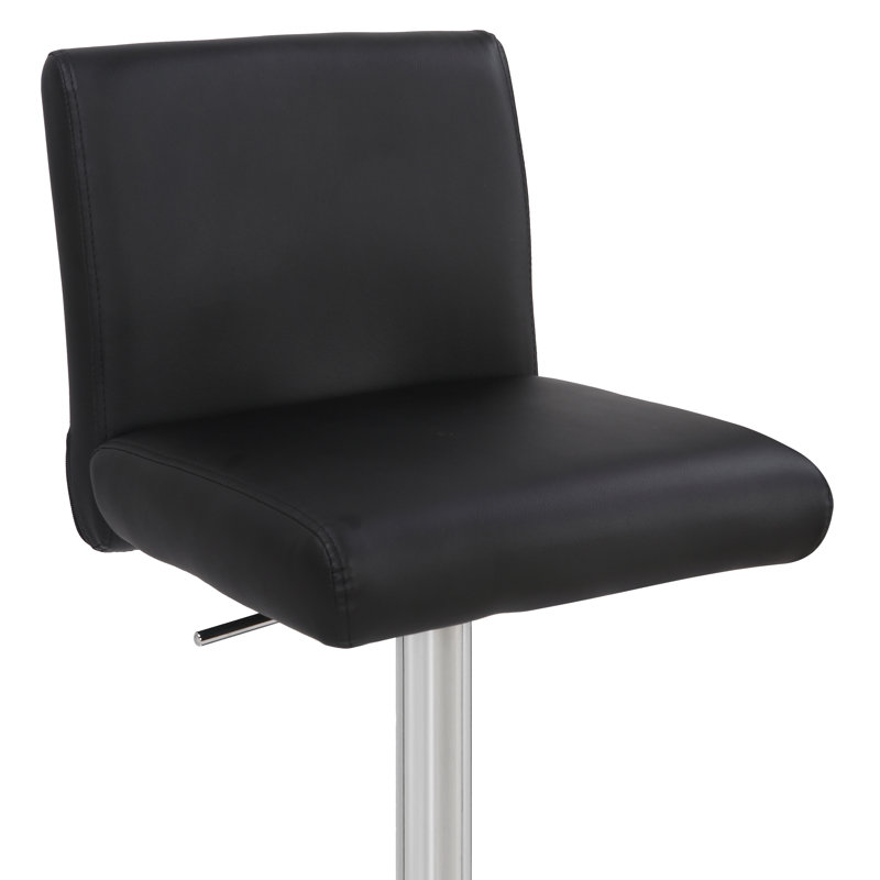 Snella Swivel Upholstered Adjustable Height Bar Stool, Black