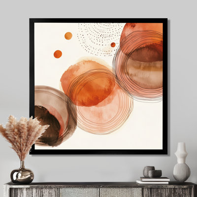 Orange Black Boho Terracotta Pulse III - Tableau abstrait encadré