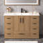 Meuble-lavabo 48 po avec rangement abondant | 11 tiroirs et 2 portes à fermeture en douceur, plateau en résine et armoire en panneau de fibres à densité moyenne, style transitionnel pour salle de bain principale-131246845