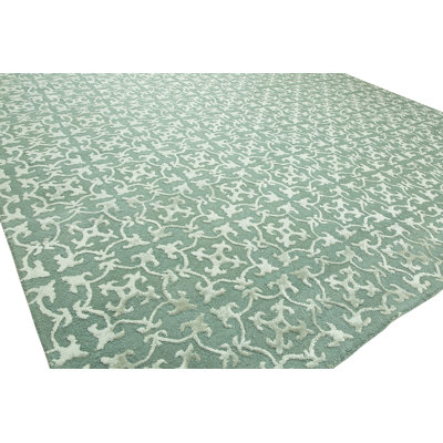 Wool Geometric Area Rug in Blue