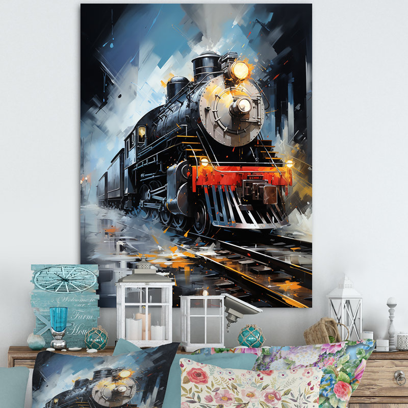 Abstrait train fluide - impressions murales modernes, Toile tendue, H 32 po x l 16 po x P 1 po