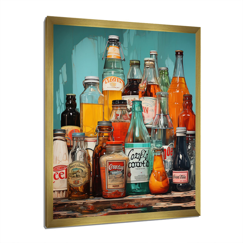 «Calep Pop Art 1950S Soda Emotion I», reproduction sur toile, H 32 po x l 24 po x P 1 po, Encadrement doré