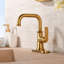 Robinet de salle de bain à poignée simple avec drain Remmlo - or brossé-122356320