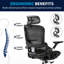 Chaise de bureau ergonomique à double dossier, avec support lombaire réglable et dossier inclinable — ensemble bureau et chaise pour bureau à domicile, chaise d'ordinateur à dossier haut, chaise de bureau en maille respirante-114488469