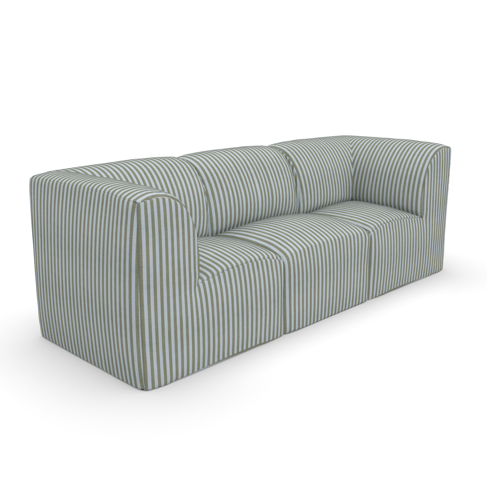 Praia 96" Sunbrella® Modular Outdoor Sofa, Green Striped Sunbrella®