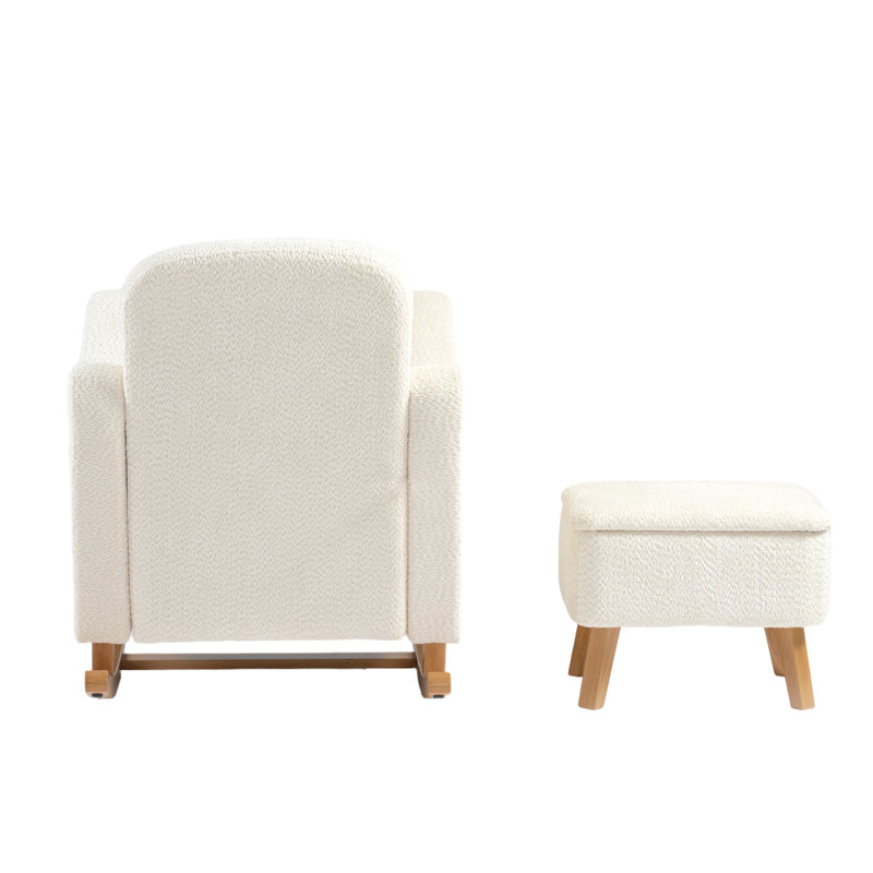 SOOTHER ROCKING NURSING CHAIR & STOOL, OFF WHITE BOUCLE