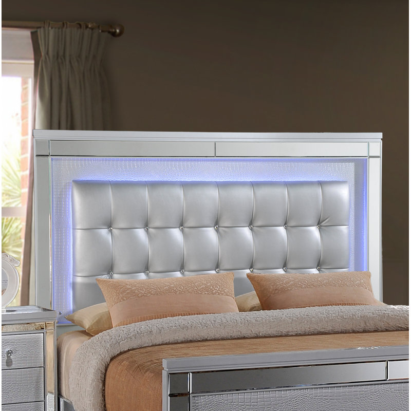 Sherley Vegan Leather Platform Bed, White, Full