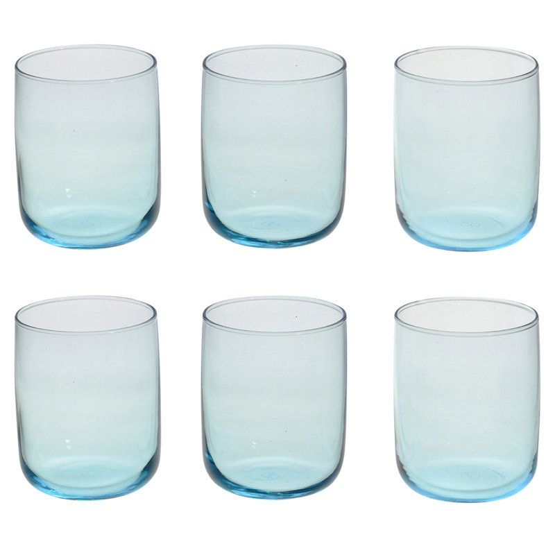 Modern Drinking Coloured Glasses Water Dining Juice Tumbler 280ml, Blue, 6, 280ml