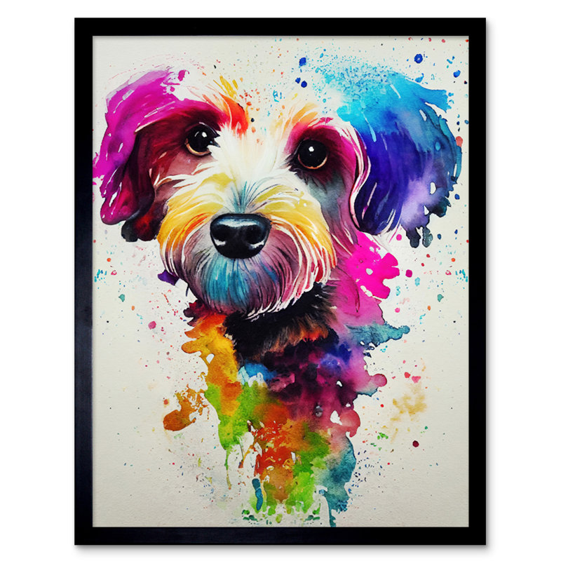 Ink Splatter Cockapoo Dog Watercolour - Single Picture Frame Print