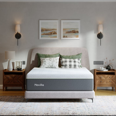 Novilla 14 Inch Queen Gel Memory Foam Mattress, Cooling Green Tea Infused Bed in a Box with Lumbar Support, Medium Firm Feel for Pressure Relief & Spinal Alignment