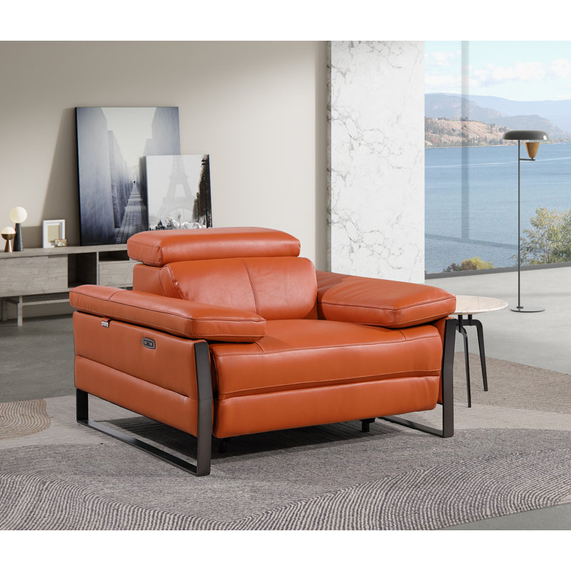 Fauteuil inclinable électrique en cuir italien à grain supérieur avec appuis-tête électriques, Chameau