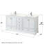 Meuble-lavabo double autoportant Deborah avec plateau en quartz