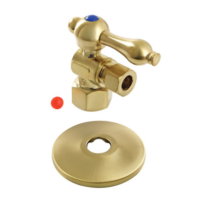 Kingston Brass Vintage 1/2-Inch FIP x 3/8-Inch OD Comp Quarter-Turn Angle Stop Valve with Flange