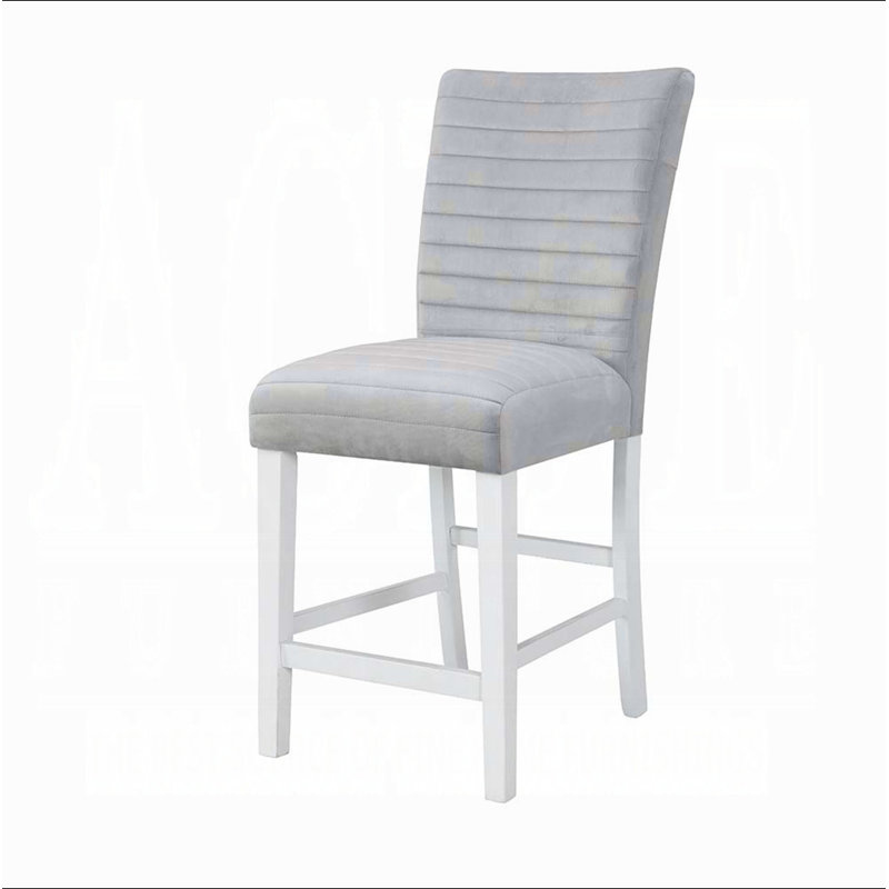 Grey and White Upholstered Counter Height Stools (Set of 2)